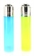 2 briquets � pierre Clipper Translucides Vert et Turquoise