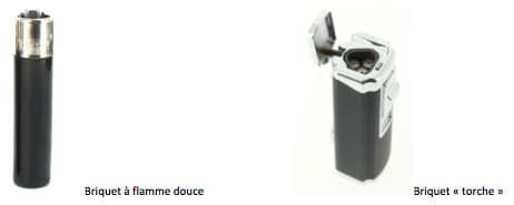 type de flamme sur briquet