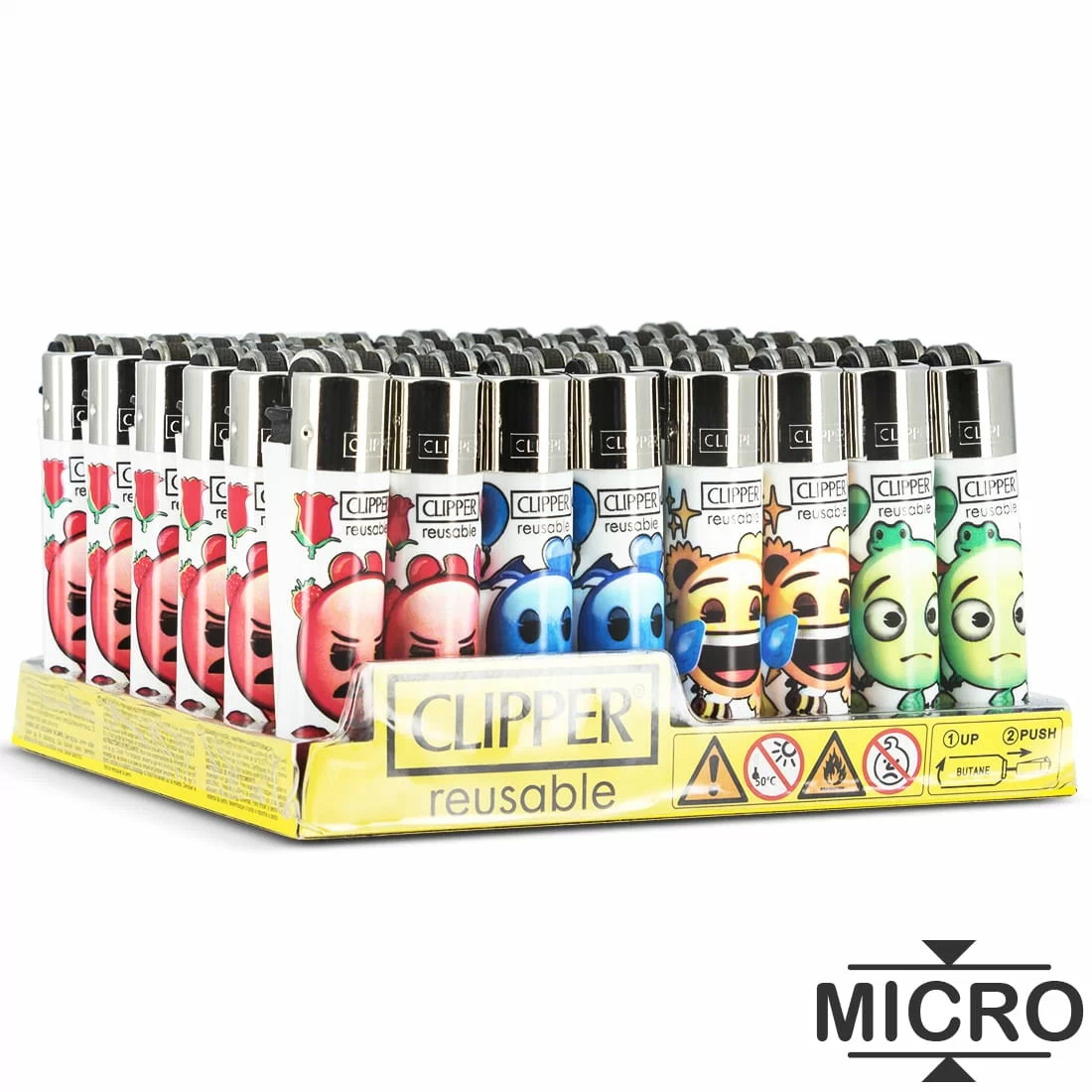 Briquet Clipper Micro Emoji Color x 48