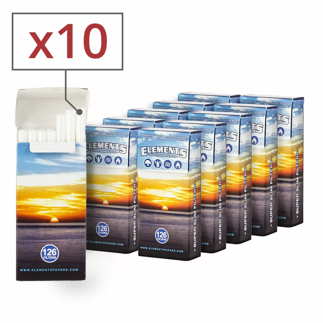 Filtres Elements Super Slim en sticks x 10