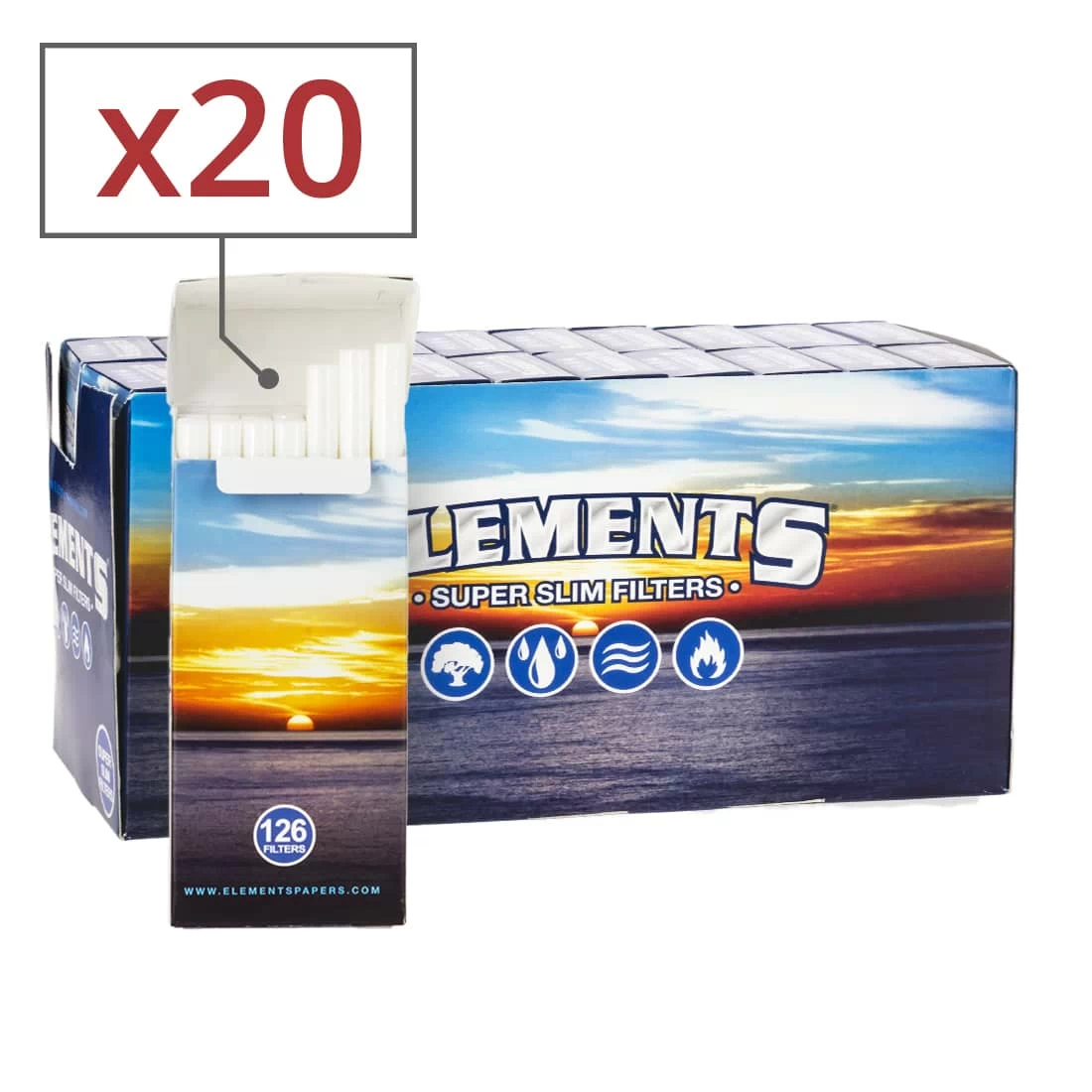Filtres Elements Super Slim en sticks x 20